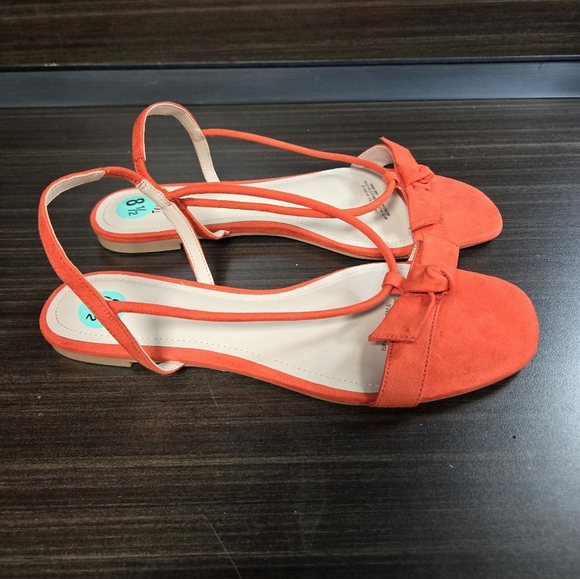 [NEW] H&M Red/Orange Bow Sandals Size 8.5 - Picture 2 of 6